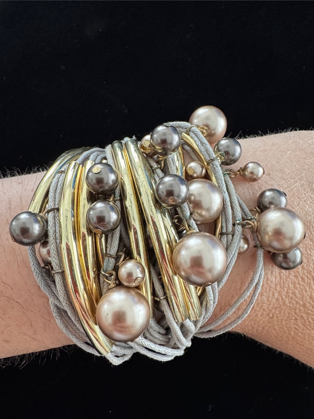 Gillian Julius Multi Strand Tube Bracelet with Pearls